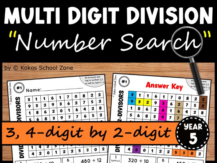 Year 5 Division Worksheets | Multi-Digit ÷ 2-Digit Division | Fun Autumn Maths Searches