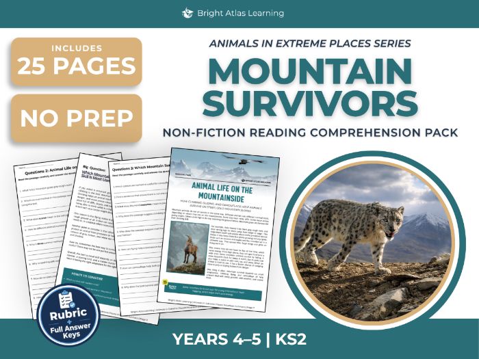 Mountain Animals Reading Comprehension | KS2 Years 4 & 5