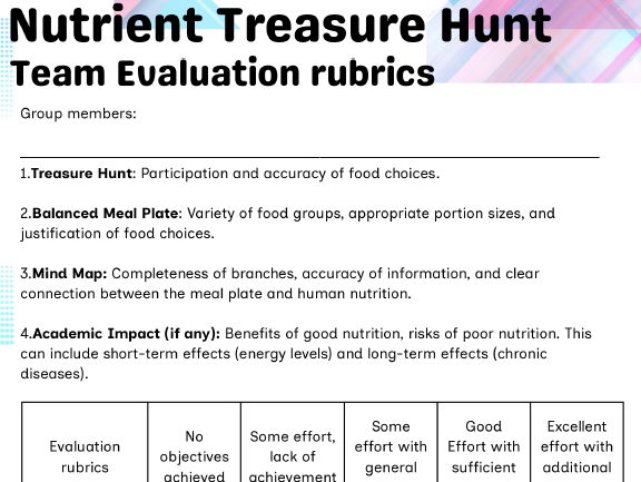 Interactive Nutrient Treasure Hunt & Balanced Meal Activity