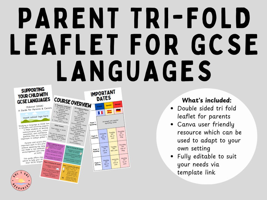 GCSE Languages Parent & Carer Support Leaflet (Edexcel 2026)