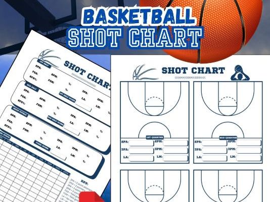Basketball Shot Chart PDF | Printable Shooting Stats Tracker | 4 Court Quarter Layout + Stats Sheet