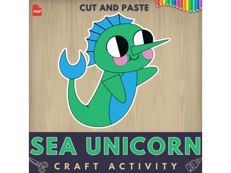 Sea Unicorn Craft Activity | Ocean Animals & Fantasy Creatures | Cut and Paste