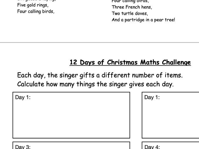 12 Days of Christmas Maths Challenge