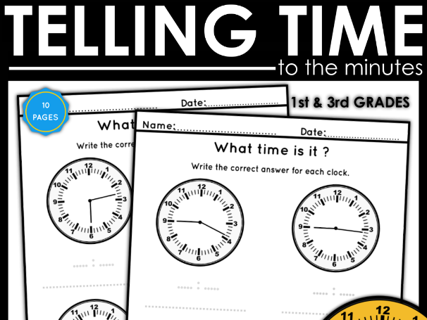 Telling Time to the Minute Worksheets | KS1 & Lower KS2 | Year 1, 2, 3 Maths