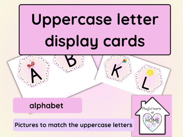 Uppercase letter display cards