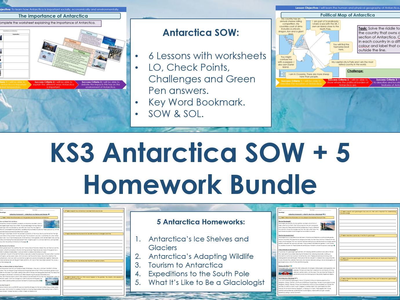 KS3 Antarctica SOW + 5 Homeworks