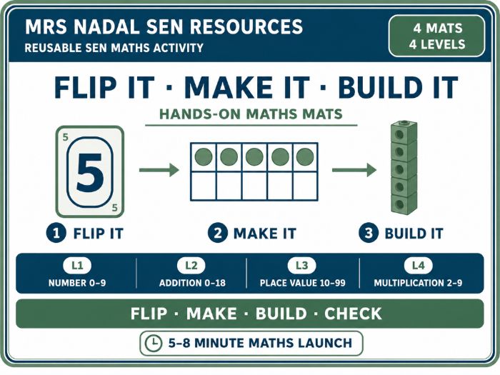 Flip It, Make It, Build It SEN Maths Activity | 4 Reusable Mats | 4 Levels