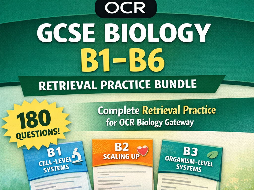 OCR GCSE Biology B1–B6 Retrieval Practice Bundle – 180 Questions with Answers