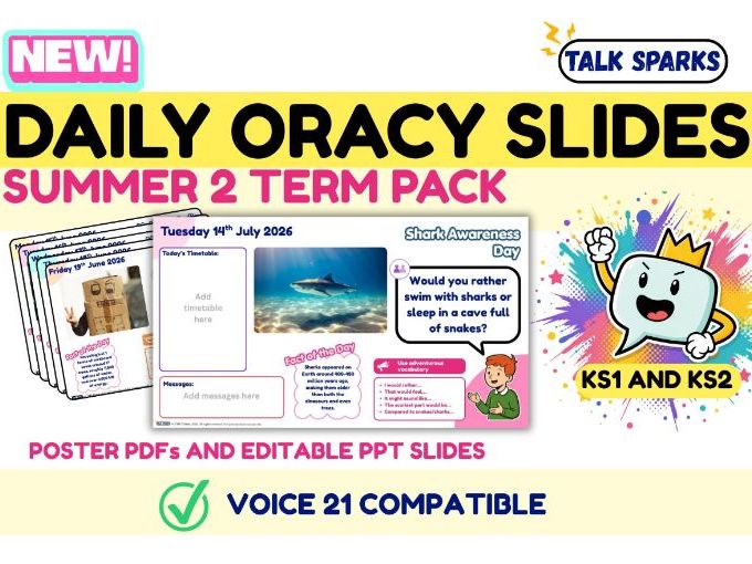 NEW!!! Talk Sparks: Summer 2 Daily Oracy Discussion Slides | KS1 & KS2 | Voice 21 Compatible