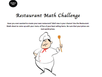 Restaurant Math Challenge - Real World Math Activity