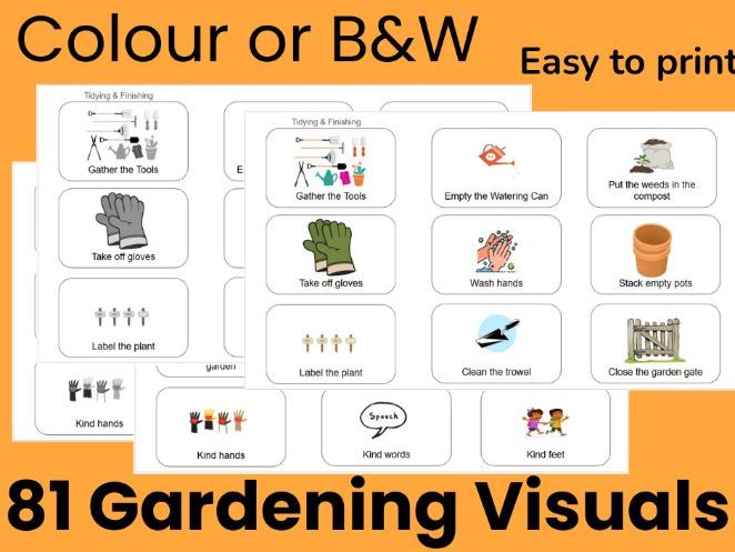 Gardening Visual Schedule Prompts ASD SEN EAL SEL Outdoor Education Forest School
