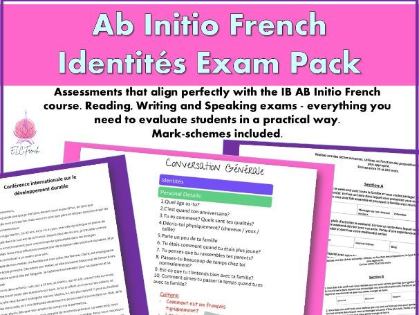 IB AB Initio French – Identities Exam Pack