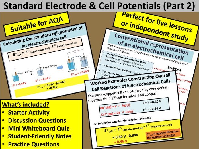 AQA Standard Electrode & Cell Potentials (Part 2)