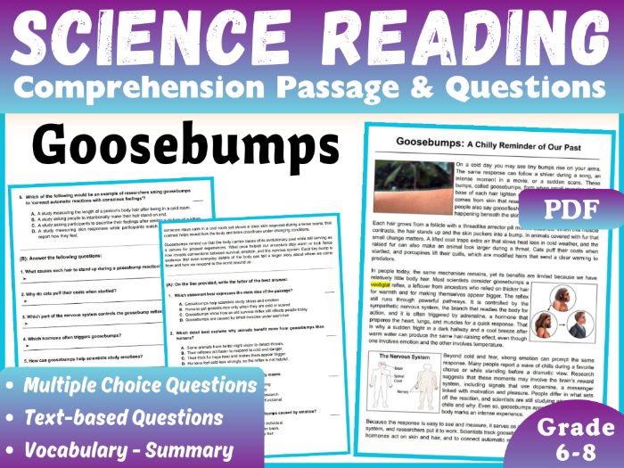 Life Science Reading Comprehension Passage: Goosebumps