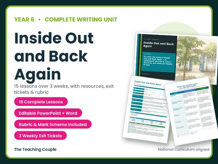 Inside Out and Back Again | Year 6 English Unit | 15 Complete Lessons + Resources + Mark Scheme