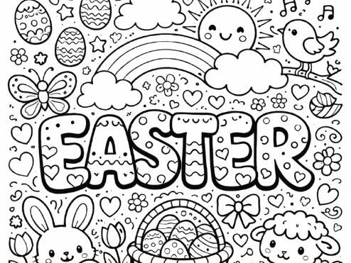 Easter Doodle Colouring Sheet