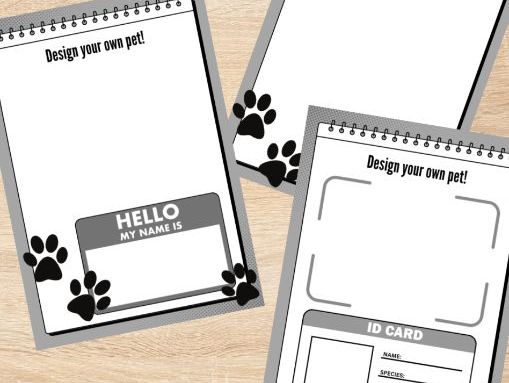 Design Your Own Pet Worksheet - 3 Levels