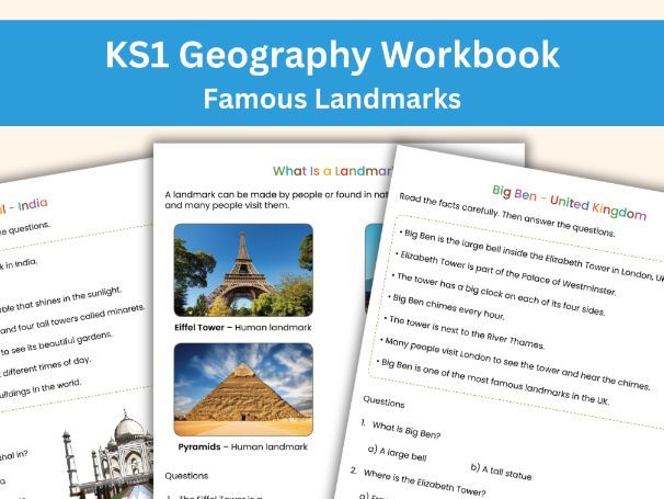 KS1 Geography: Famous Landmarks Workbook (11 printable pages)