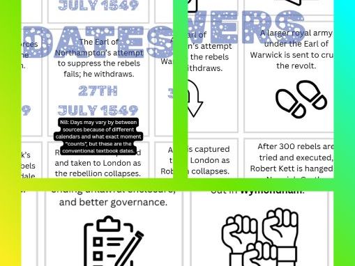 Kett's Rebellion: Cut and Stick Timeline Activity