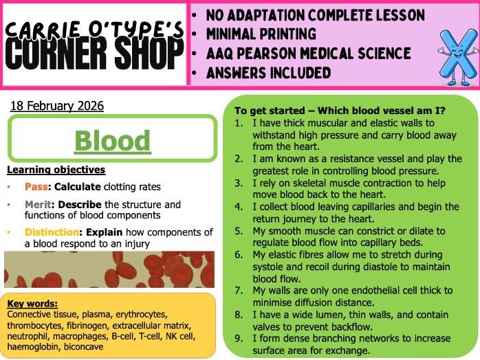 Blood - AAQ Pearson Medical Science