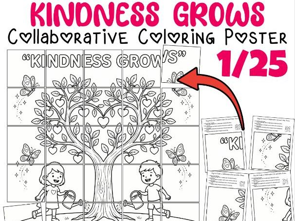 February Collaborative Coloring Poster | Kindness Grows Classroom Activity