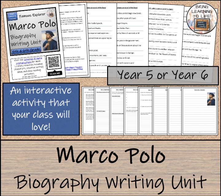 Marco Polo Biography Writing Unit | Year 5 or Year 6 | Teaching Resources