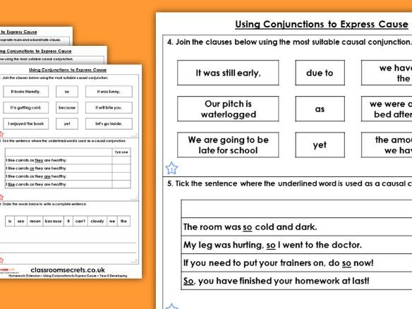 Conjunctions year 3 lesson picture