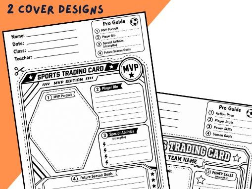 All about me - Sports Trading Card bulletin board design and worksheets