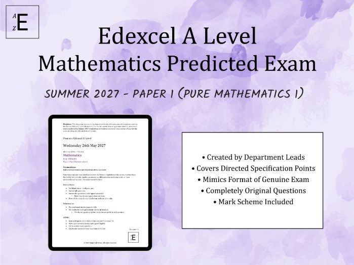 Summer 2027 Edexcel A Level Maths Predicted Exam - Paper 1