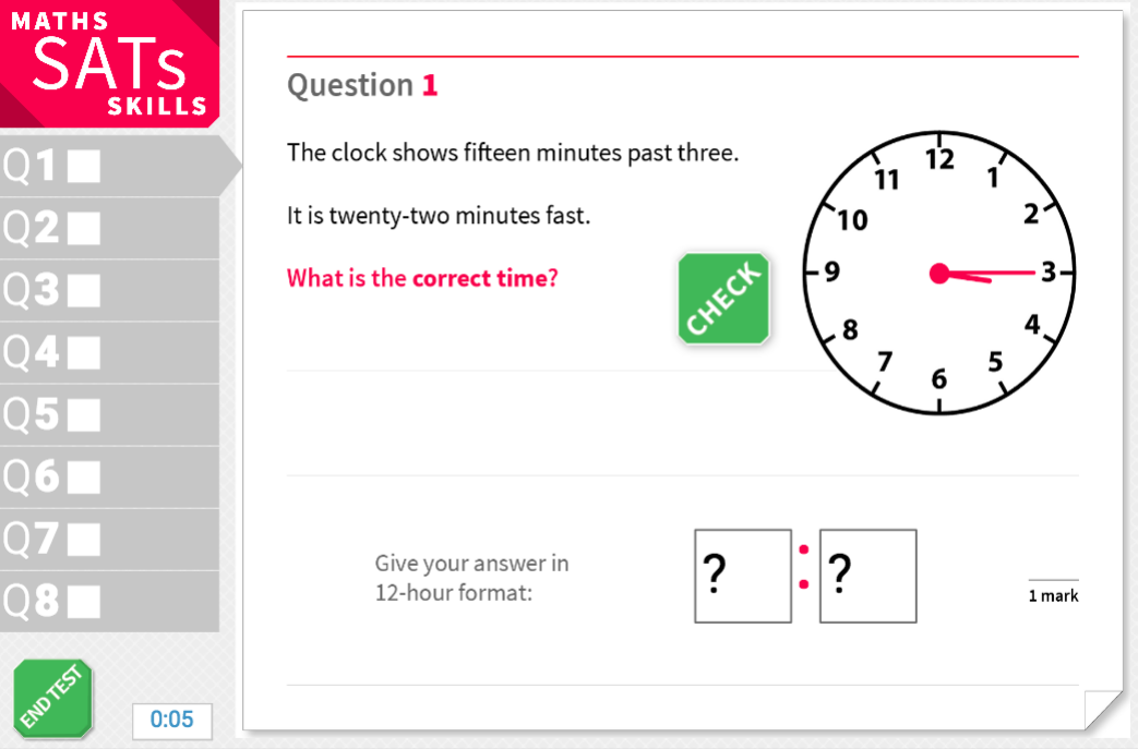 Convert between analogue and digital time - KS2 Maths Sats Reasoning - Interactive Exercises