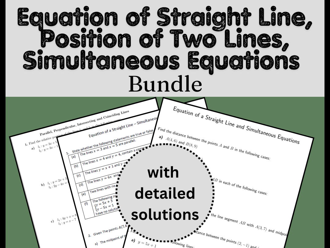Equation of Straight Line, Position of Two Lines, Simultaneous Equations Bundle