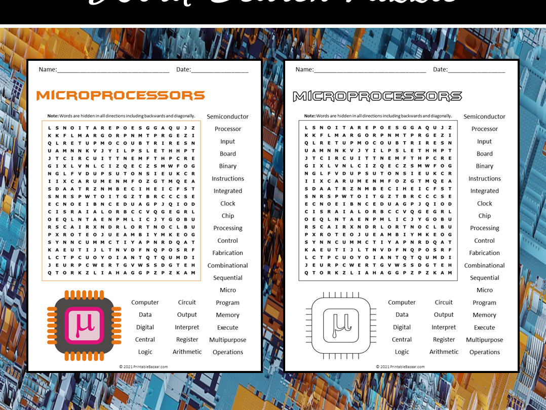 Microprocessors Word Search Puzzle Teaching Resources