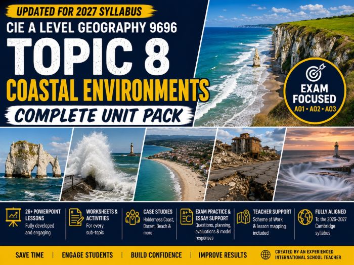 CIE A Level Geography 9696 Topic 8 Coastal Environments Complete Unit Pack (2027)