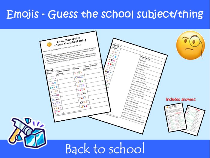 Emoji Decryption | School-Themed Icebreaker Game for KS2-KS4