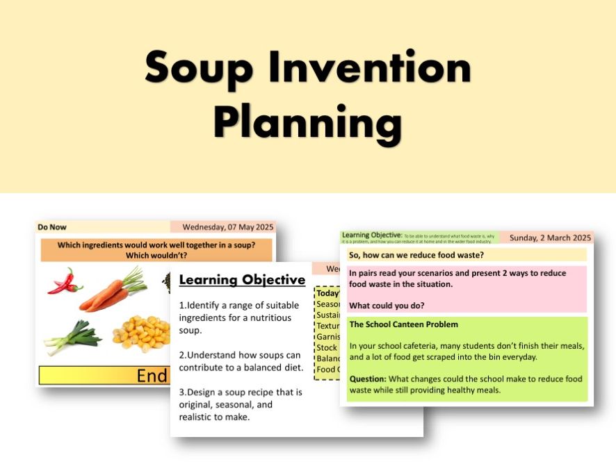 Soup Invention - Planning (KS3 Food and Nutrition/Healthy Eating)