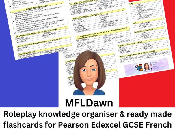GCSE French - Roleplay knowledge organiser & flashcards for Pearson Edexcel