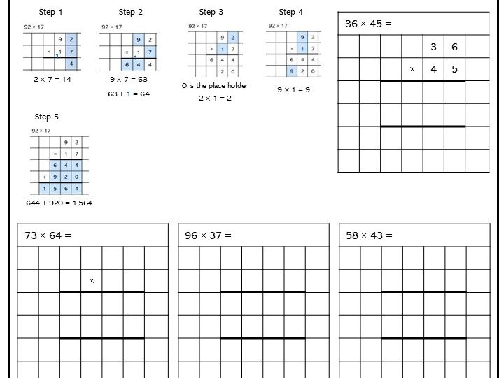 Long Multiplication 2-digit number by 2-digit number