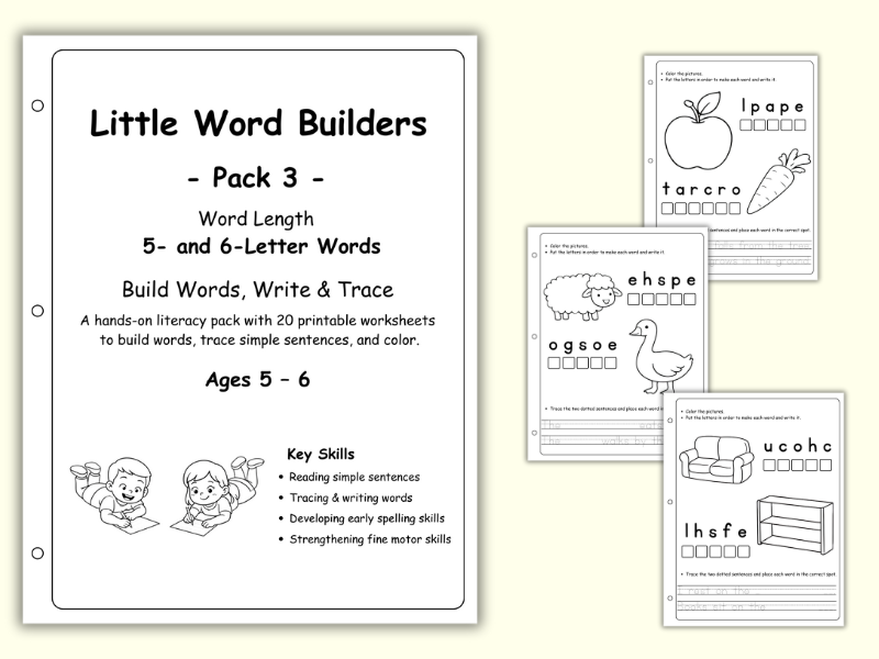 Little Word Builders – Pack 3 (5- & 6-Letter Words)