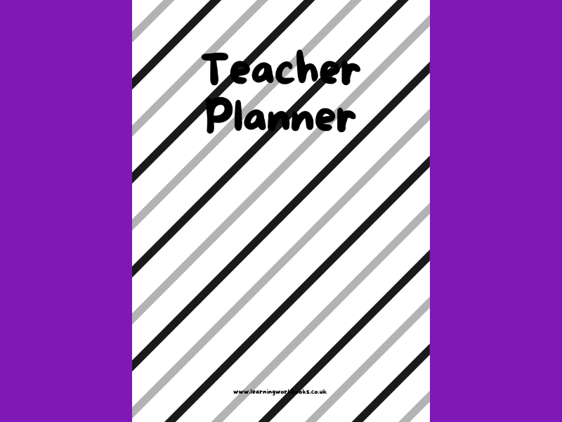 Black, White and Grey Striped Teacher Planner