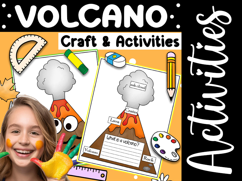 Volcano Craft & Writing Pack | Printable Cut‑and‑Paste , Label‑the‑Parts, KS1–KS2 Science Activity