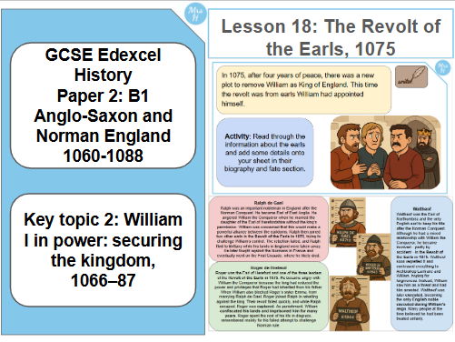The Revolt of the Norman Earls, 1075. Lesson 18 - GCSE History Edexcel Paper 2 - Normans (B1)