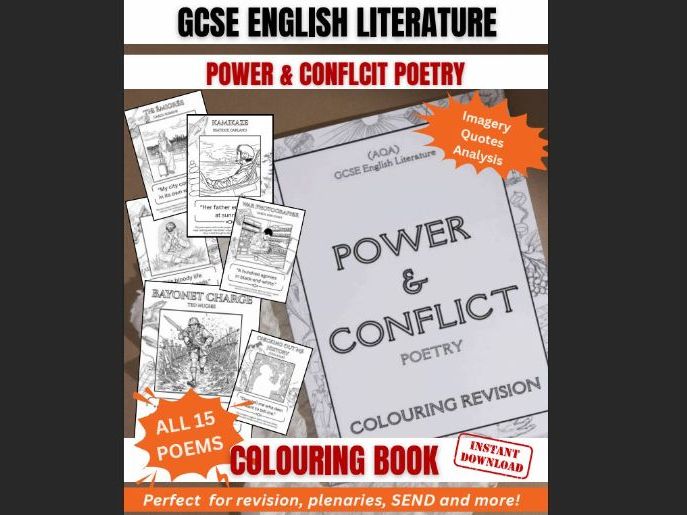 GCSE English Literature | Power & Conflict Poetry | Fun Colouring Book | Revision | Starters