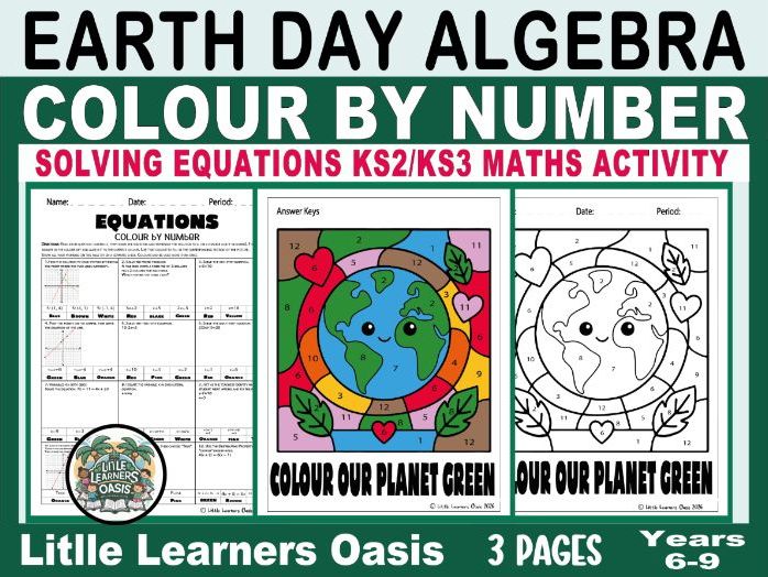 Earth Day Algebra Colour by Number  KS2/KS3