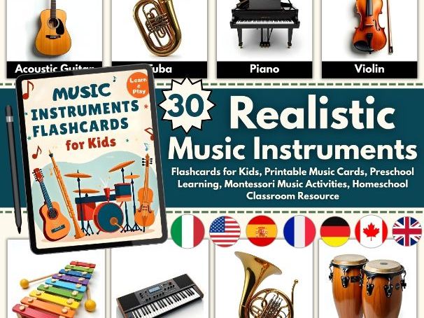 Music Instruments Flashcards | Printable Music Cards | Preschool & Kindergarten