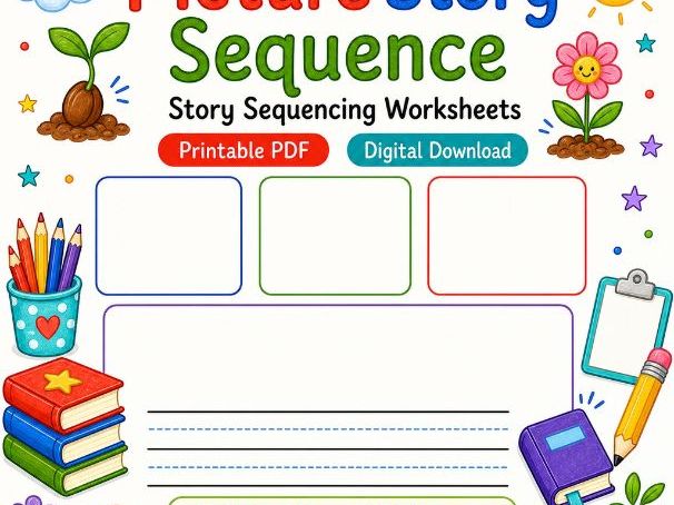 Picture Story Sequence | Story Sequencing Worksheets | Printable PDF | Digital Download