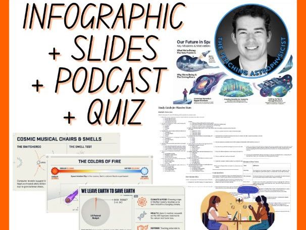 Space Exploration | Infographic + Slides + Podcast + Quiz Space Science Set