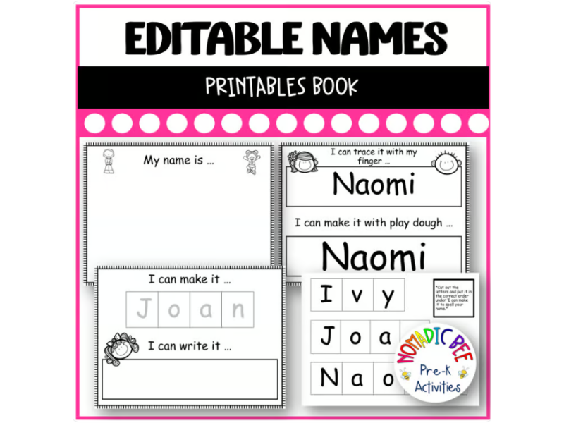 Editable Name Printable Activity Book (in Comic Sans Font)