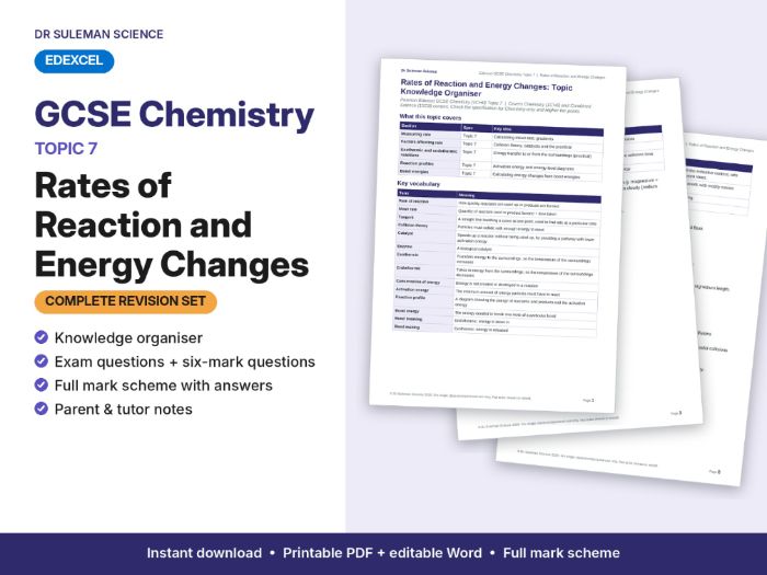 Edexcel GCSE Chemistry Topic 7 Rates & Energy Changes Revision