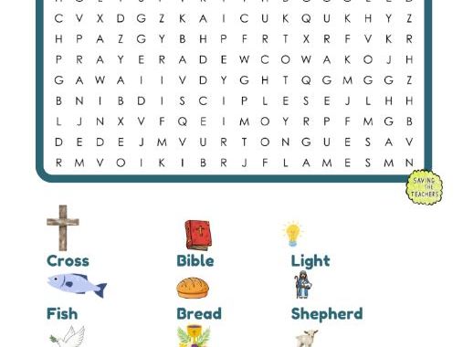 Christian Symbols Word Search with Picture Support | RE Activity (Ages 7–9)