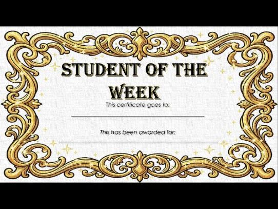 Student of the Week Certificate